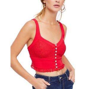 Free People Here I Go Red Bralette